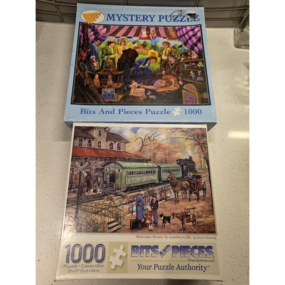 Lot of 2 Bits and Pieces Jigsaw Puzzles 1000 Pieces- Complete
